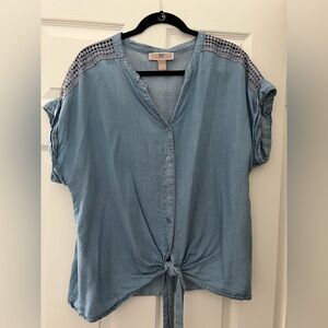 Blue Button-Up Women's Top